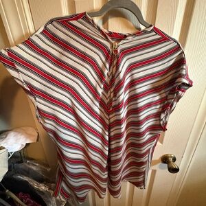 Striped Women's Top - Red, Black, White